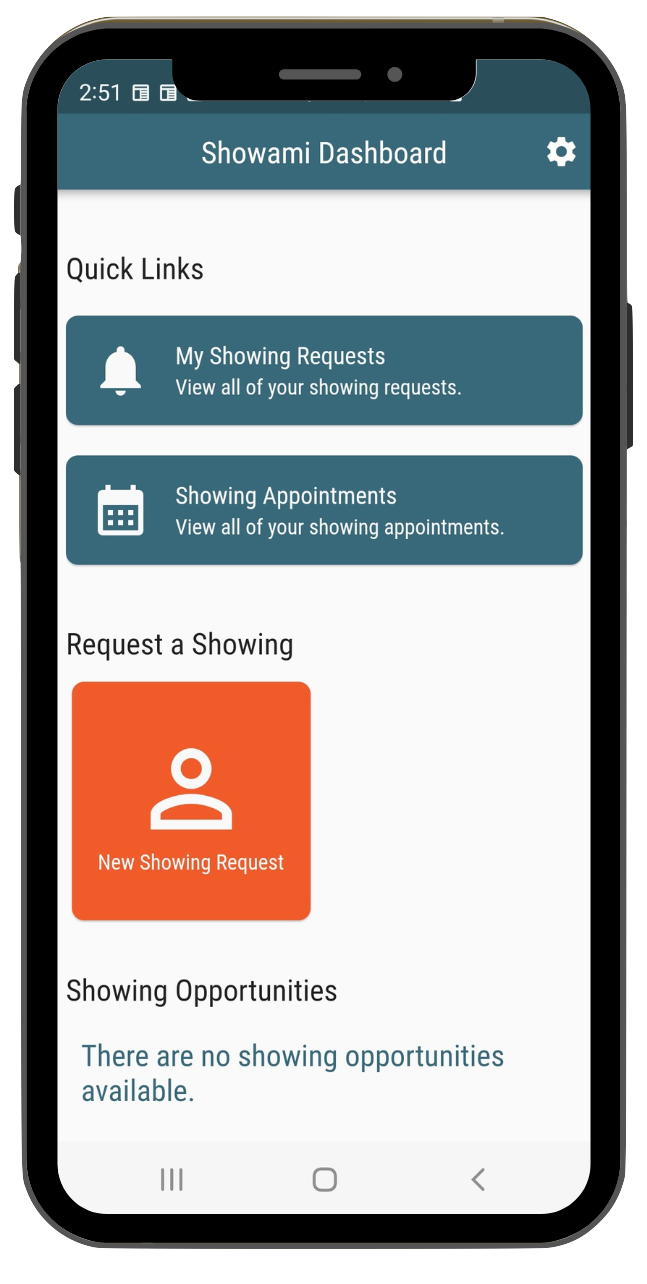 Showami real estate app, requesting a home showing page.