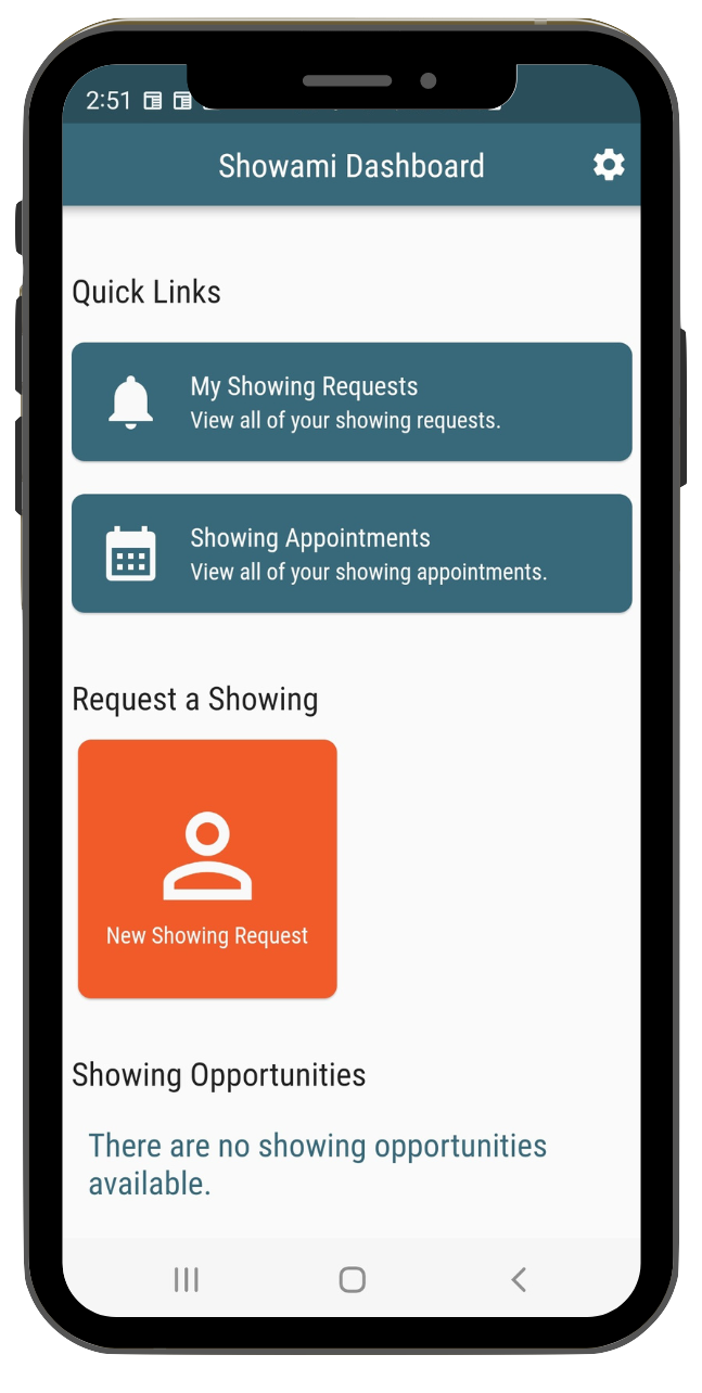 Showami real estate app, requesting a home showing page.