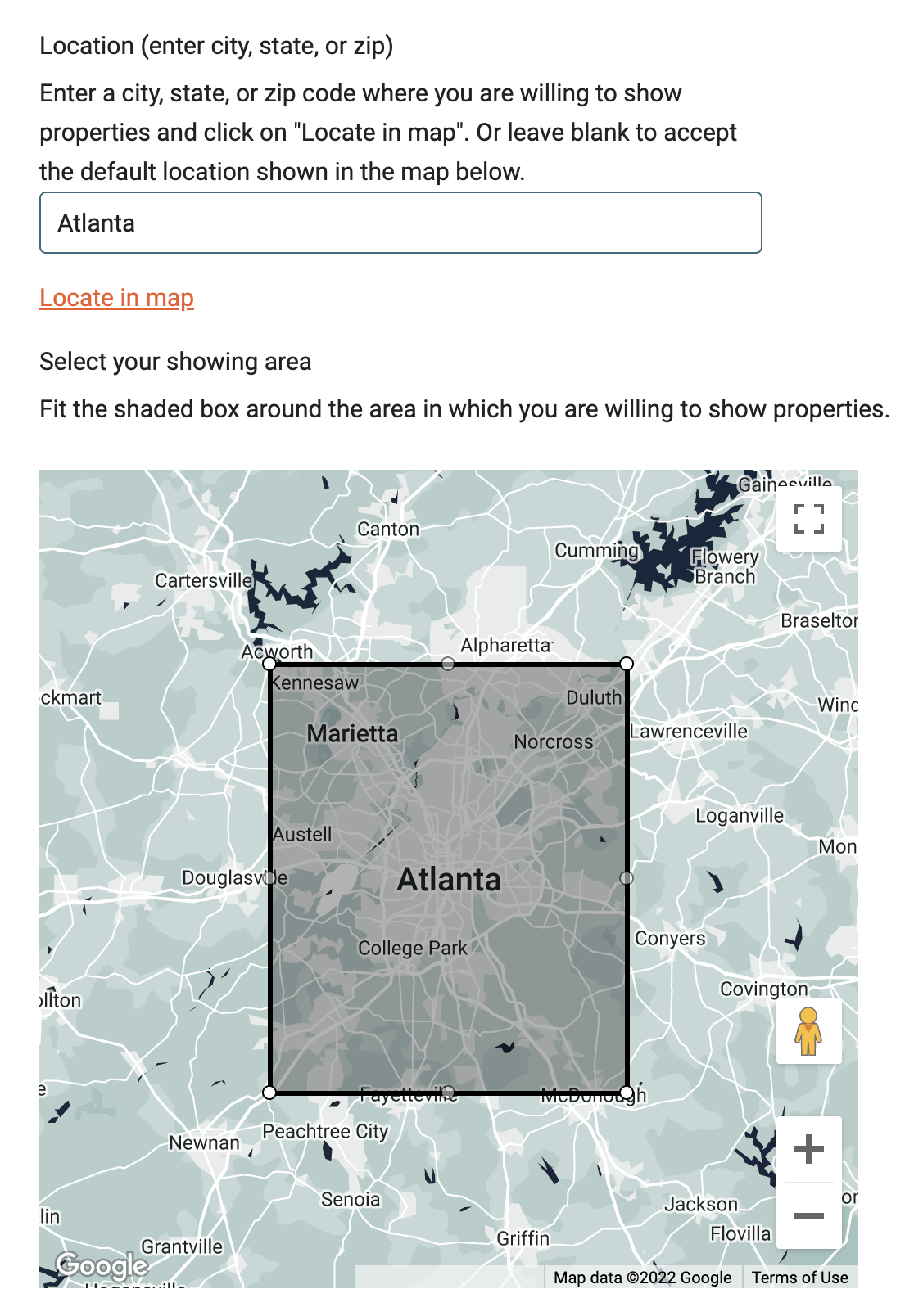 Showami's Showing Agent Map Profile Selection